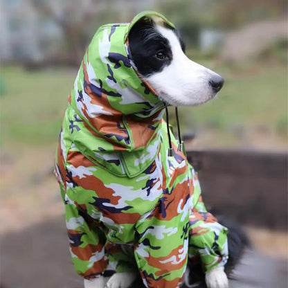the CAMO-DOG - Large Pet Dog Raincoat, Waterproof Rain Clothes, Jumpsuit for Large/Medium/Small Dogs, Golden Retriever Outdoor Pet Clothing Coat