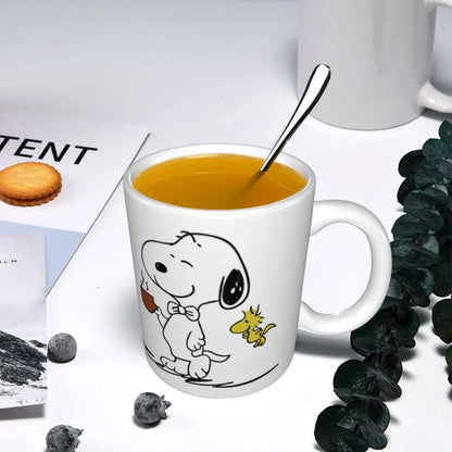 Manga Snoopy Woodstock Cartoon Dog Coffee Mug DIY Customized Ceramic Tea Milk Mug