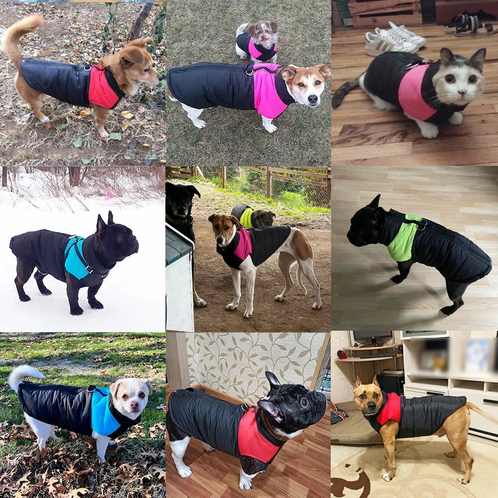 Pet Dog Jacket Warm Winter Clothes For Small Large Dogs Labrador Coat Windproof Waterproof Puppy Costume Vest With D-ring Pug
