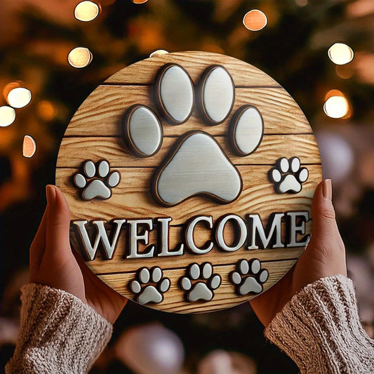 WarmPaws Welcome Sign™ Dog Paw Wooden Welcome Plaque | Dog Paw Clothing™