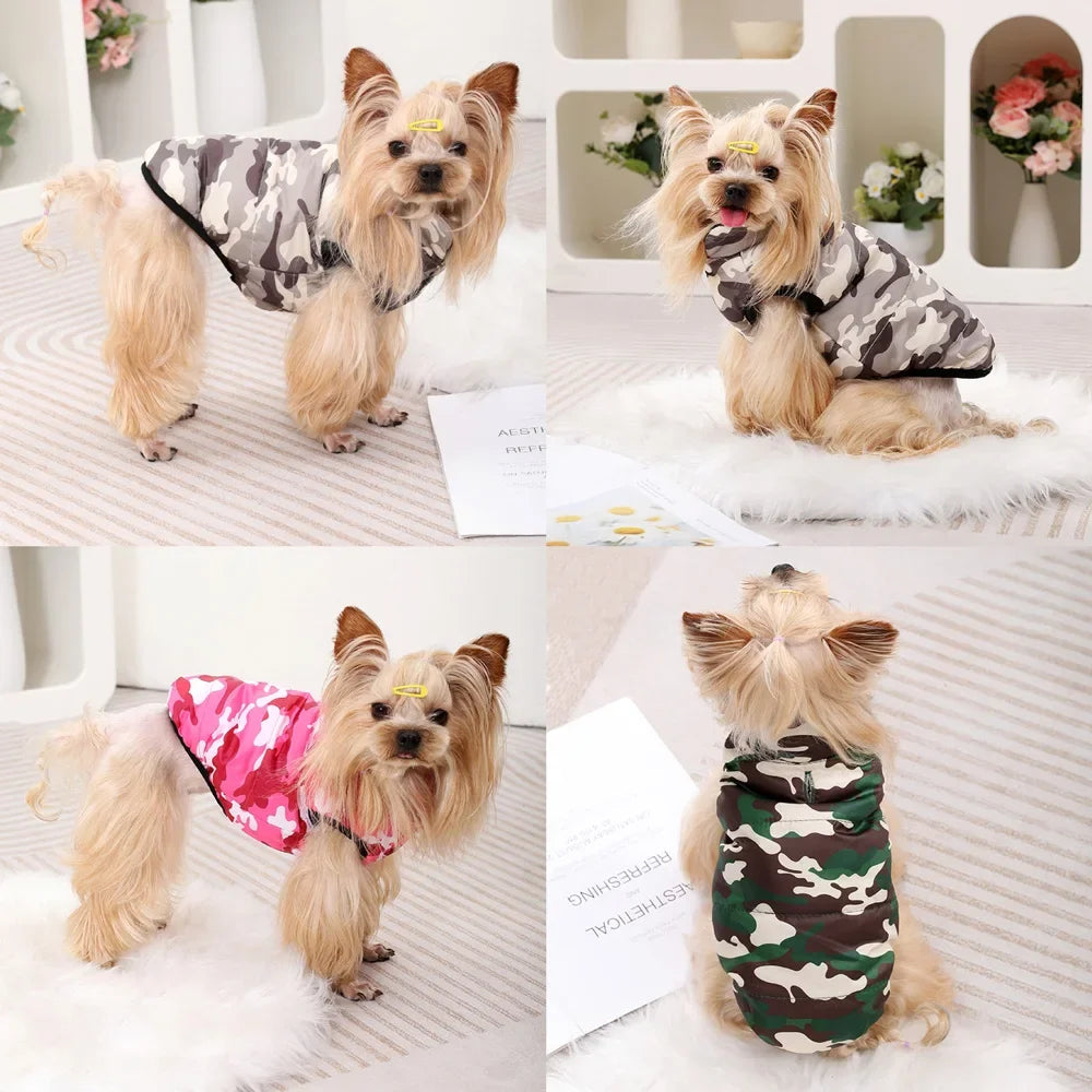 Reversible Winter Warm Dog Clothes Windproof Pet Vest Jacket For Small Medium Dogs Cats Chihuahua French Bulldog Yorkshire Coat