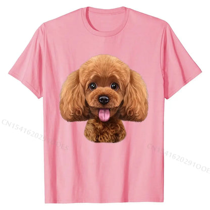 the POODLE FACE - Playful Toy Poodle Face, Funny Dog T-Shirt, Cotton Unique Tops & Tees