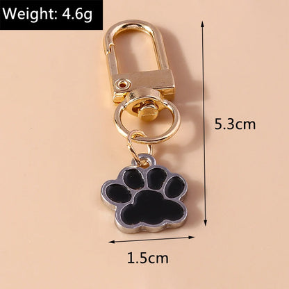 Cute Enamel Puppy Dog Cat Paw Keychain Footprint Key Ring Pendants for Women Girls Handbag Decor DIY Handmade Jewelry  Gifts