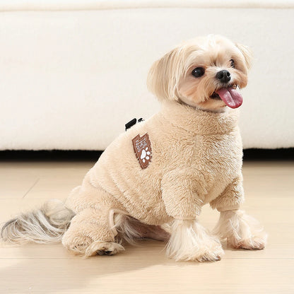 Winter Dog Clothes For Small Medium Dogs Warm Fleece Pet Jumpsuit Pajamas Yorkie Pug Nightshirt Onesie Boy Girls Puppy Overalls