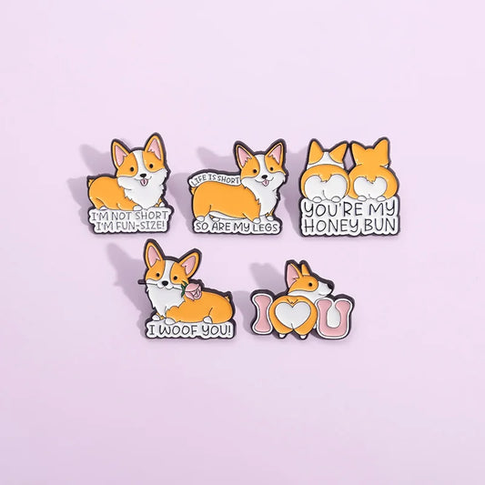Cute Dog Series Enamel Pin Yellow Corgi Cute Brooch Backpack Hat Lapel Accessories Metal Badge Gift For Friend Jewelry Wholesale