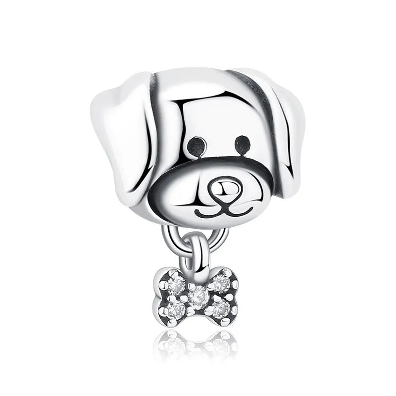 Original 925 Sterling Silver Charms Love Pets Dog Cat Paw Print Pendant Beads Fit Brand Bracelets Necklaces Women DIY Jewelry
