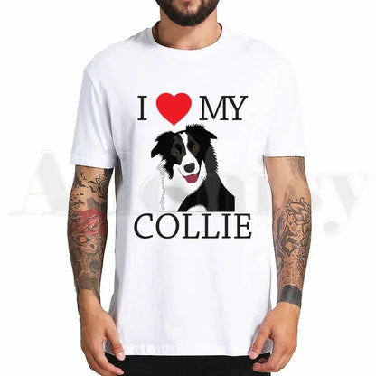 the BORDER COLLIE - Border Collie Print T-Shirt, Hip Hop Girl Print Top Tees, Harajuku Dog Cartoon Funny Kawaii Art T-Shirts, Men Fashion Summer T-Shirts
