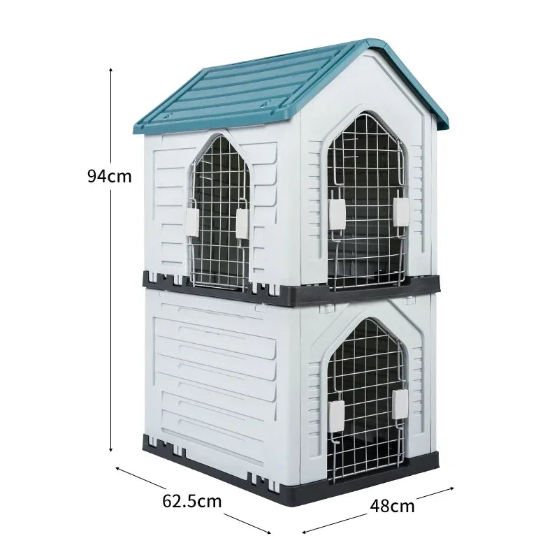Double-decker kennel outdoor four-season dog house autumn and winter rainproof dog house outdoor stray cat nest dog cage villa