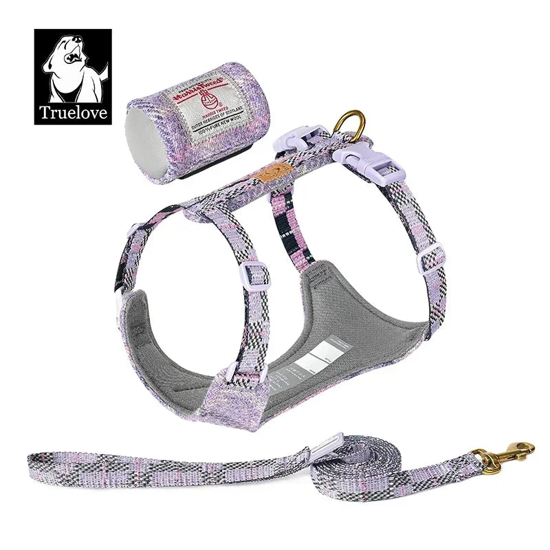 the TWEEDTREK HARNESS SET - Truelove Pet Harness Leash Set, Harris Tweed Fabric, No Pull Dog Vest Harness for Walking/Training, Adjustable, Easy Control