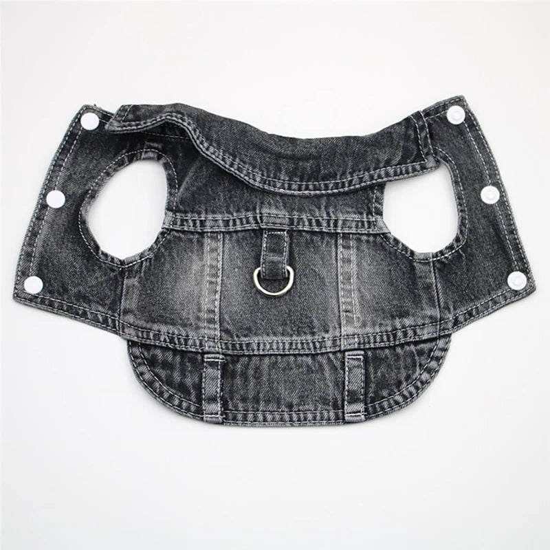 Dog Jeans Jacket ,Cool Puppy Summer Clothes ,Dog Denim Shirts for Small Boy Dogs Cats Outfits Washable Durable Harness Vest