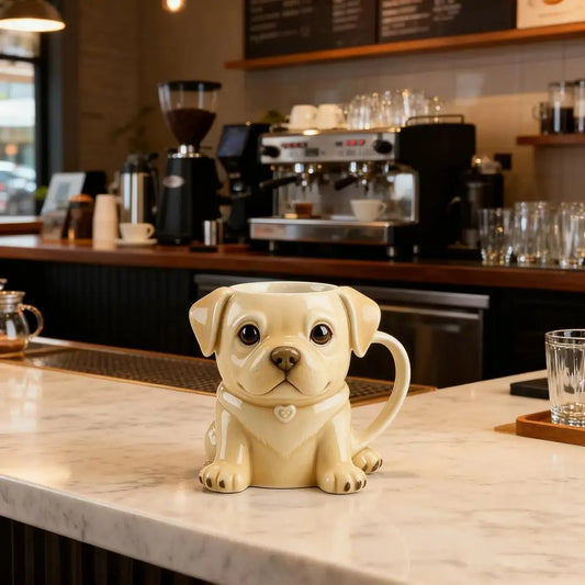 Ceramic Mug Large Capacity French Bulldog Shape Coffee Cup Handcrafted Microwave-safe Coffee Cup Reusable Kitchen Drink Mug