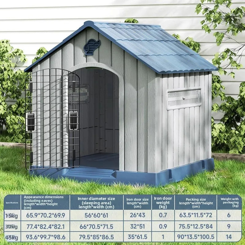 the HAPPY HOME - Kennel Outdoor Medium-Sized Dog Four-Season Universal Cold and Rain-Proof Pet Winter Doghouse, Villa Outdoor House Waterproof