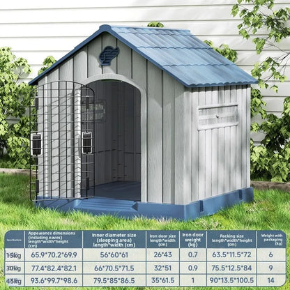 the HAPPY HOME - Kennel Outdoor Medium-Sized Dog Four-Season Universal Cold and Rain-Proof Pet Winter Doghouse, Villa Outdoor House Waterproof