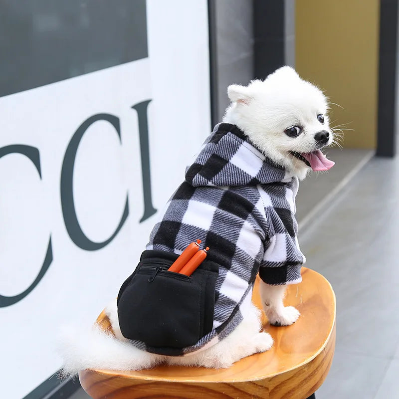 Autumn and Winter Warm Pockets Zipper Small Medium and Large Dog Clothes Pet Cat Teddy Bathroom Clothing Supplies