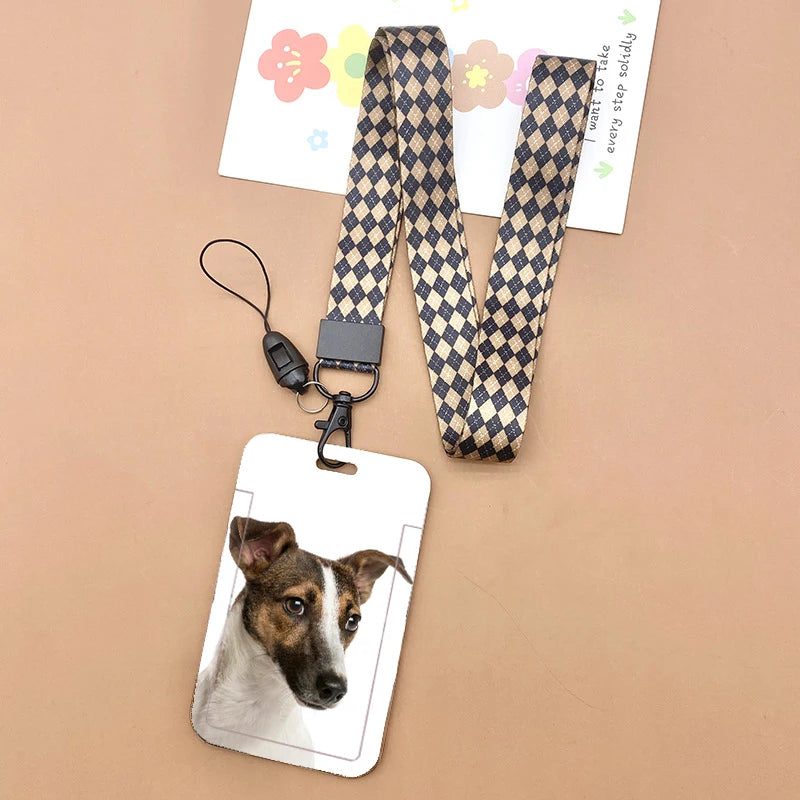 Cat and dog pattern Bank Credit ID Card Student Bus Card Holders Storage Protective Shell Pendant