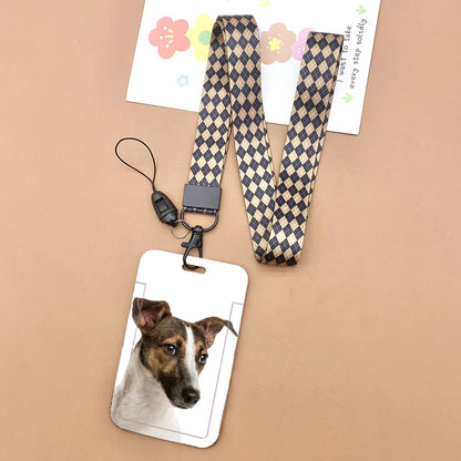 Cat and dog pattern Bank Credit ID Card Student Bus Card Holders Storage Protective Shell Pendant