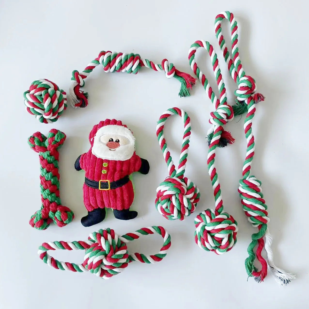 the TINSEL TUG TOY - Christmas Dog Toy, Pet Cotton Rope Knot, Interactive Dog Toys, Ball for Puppy/Chihuahua, Large Dogs Toothbrush Chew, Dog Accessories