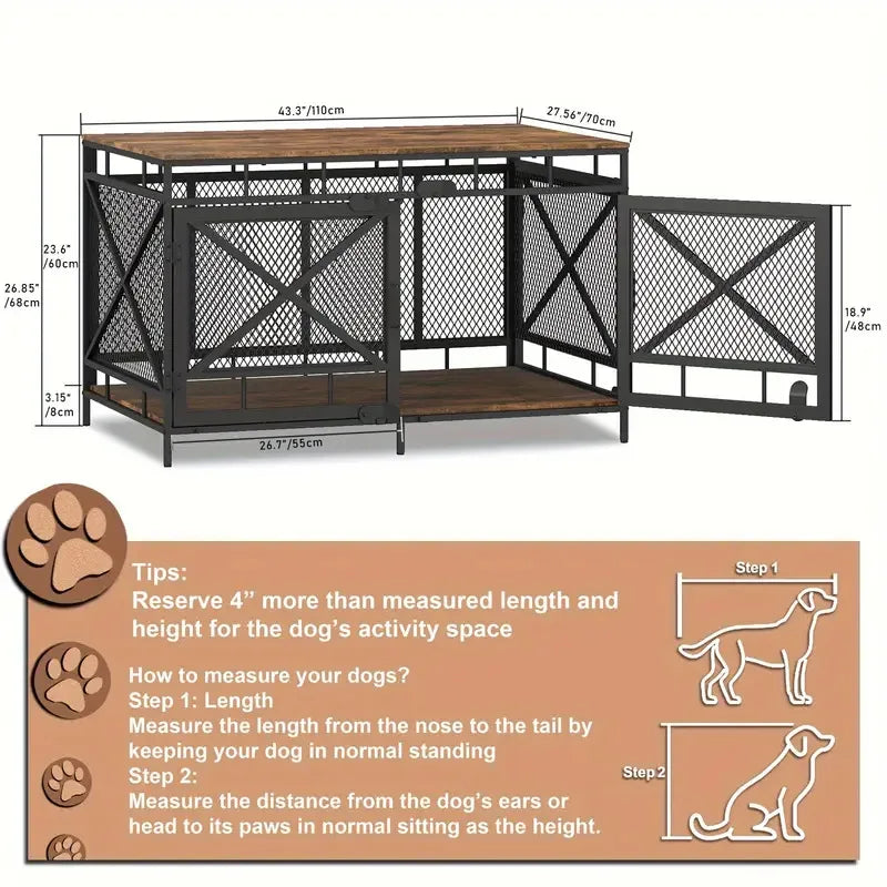 Wrought Iron Dog Cage Pet Villa Kennel Kennel Large, Medium And Small Dog Storage Table Furniture Dog Cage