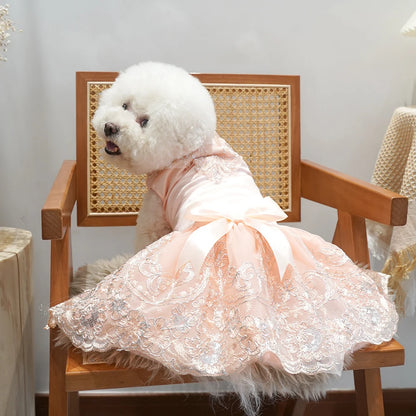 Dog Lace Wedding Dress Princess Dresses for Small Dogs Puppy Tutu Skirt Pet Birthday Party Costume Supplies for Spring Summer
