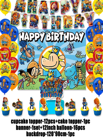 Cartoon DOGS MAN Theme Birthday Party Supplies Decoration Best Friend Balloon Banner Backdrop Cupcake Topper for Kids Child Gift