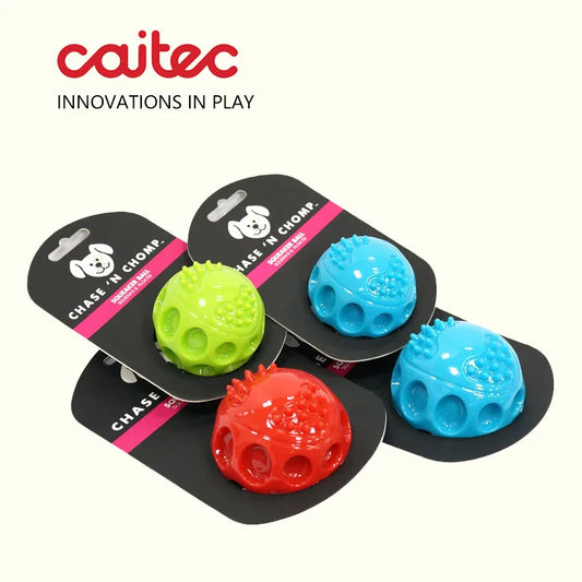 the CAITEC TOYS - Caitec Dog Toys, Squeaking Bouncing Ball, Durable Floatable Springy Pet Toys, Squeaky Ball, Bite Resistant