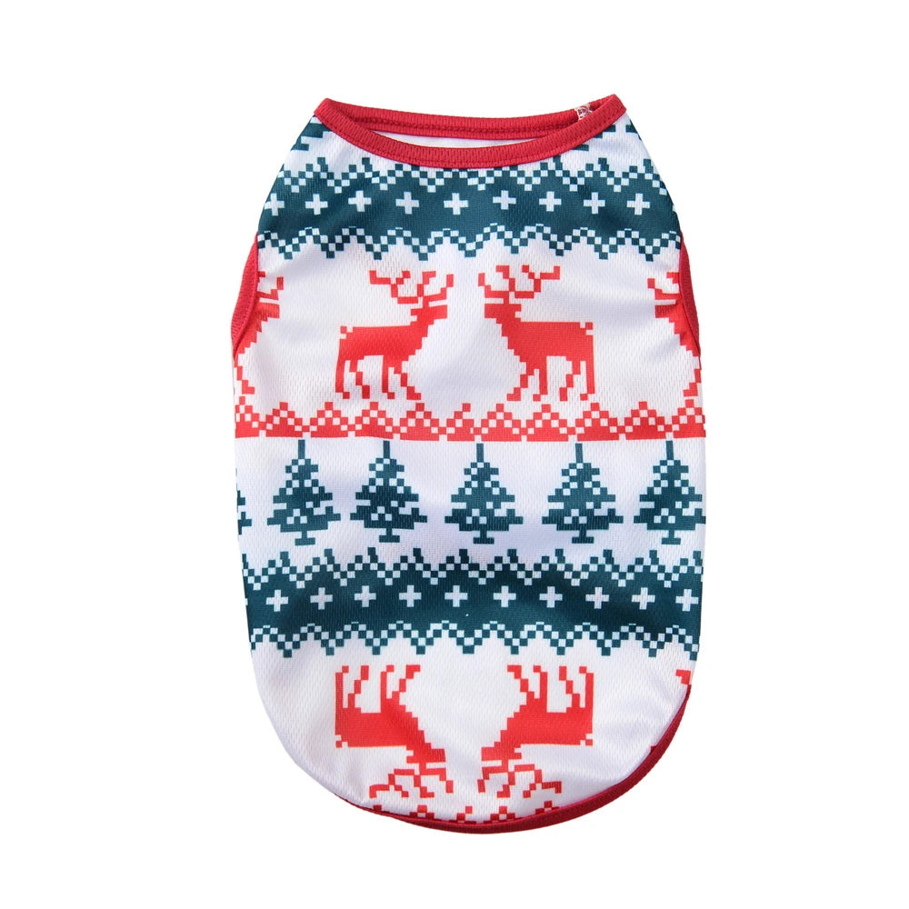 the DEER DREAMS SOFT PET VEST - Cozy Puppy Clothes, Christmas Holiday Soft Pet Vest for Small/Medium Dogs/Cats, Breathable Deer Print Costumes, Yorkshire, Chihuahua