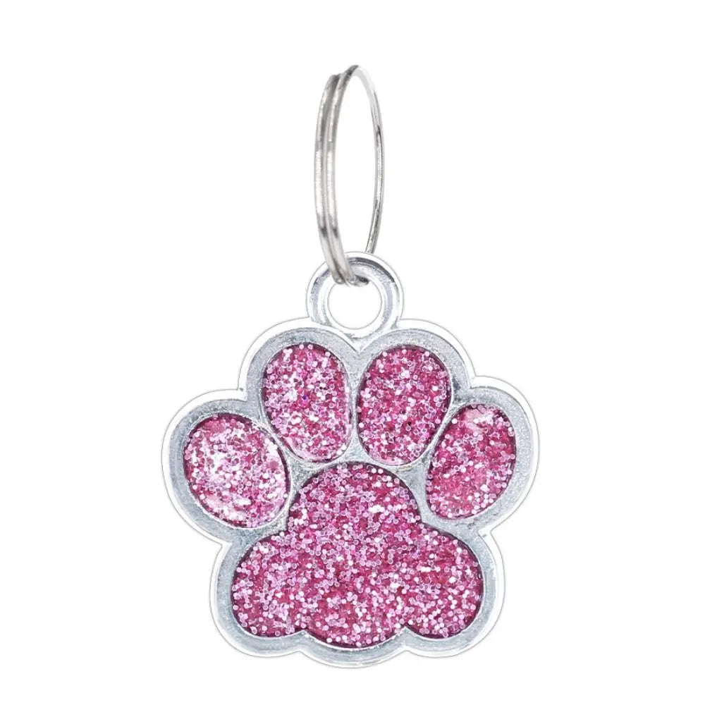 Cat Dog Paw Print Dog Cat Tags Personalized Anti-Lost Pet Glitter Pendant Exquisite with Hook Pet Collar Tag Pendant Kitten