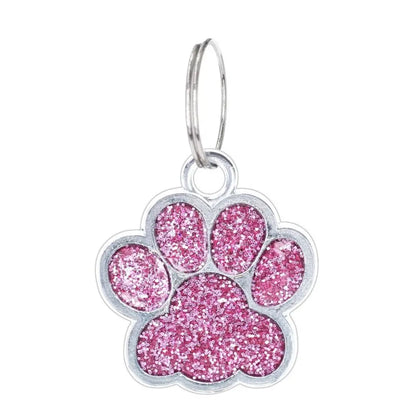 Cat Dog Paw Print Dog Cat Tags Personalized Anti-Lost Pet Glitter Pendant Exquisite with Hook Pet Collar Tag Pendant Kitten
