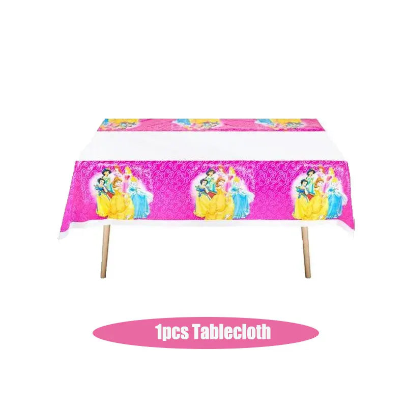 Disney Princess Birthday Decoration Tableware Paper Cups Plates Balloons Tablecloth Backdrop Banner Party Supplies For Baby Kids