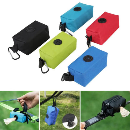 Dog Poop Bag Holder For Leash Doggie Waste Bag Dispenser Fabric Puppy Potty Carrier Small Doggy Zipper Pouch With Carabiner Clip