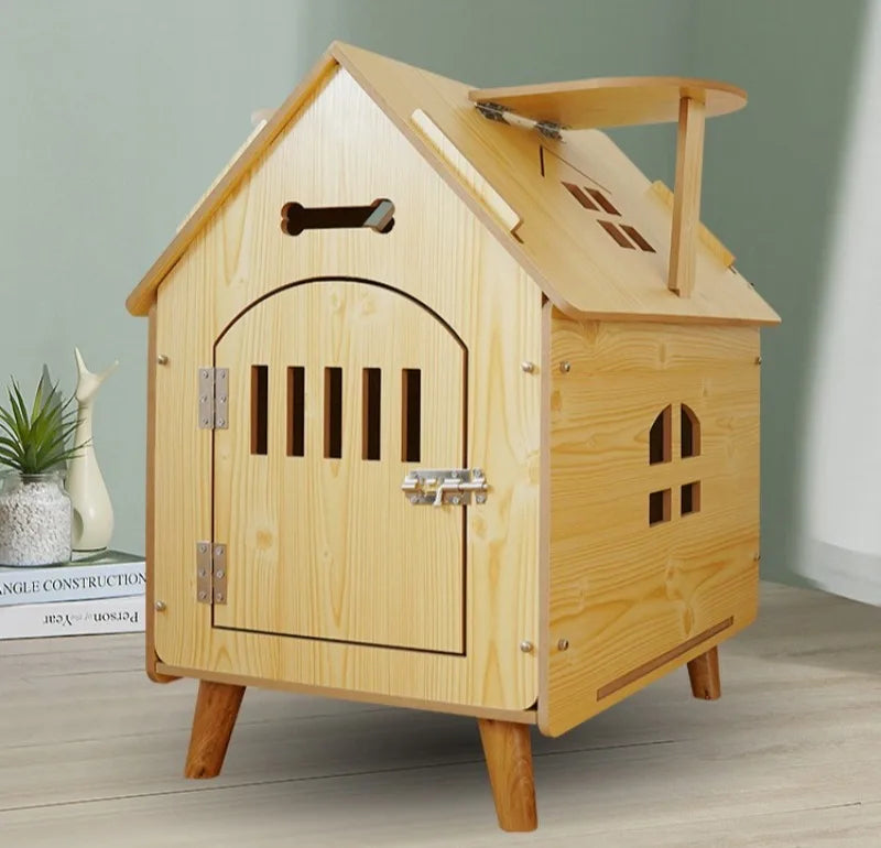 Indoor Dog House Bed Door Small Medium Cat Dog Kennel Outdoor Comfortable Puppy House Inside with Vents Pets Cage Supplies