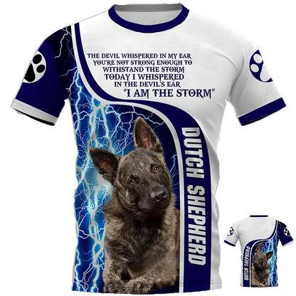 the ALPHAS - Fashion Men's Sports T-Shirt, Dutch Belgian Shepherd 3D Print Outdoor Casual Clothing, Pet Dog Work Uniform, Short Sleeve Tops