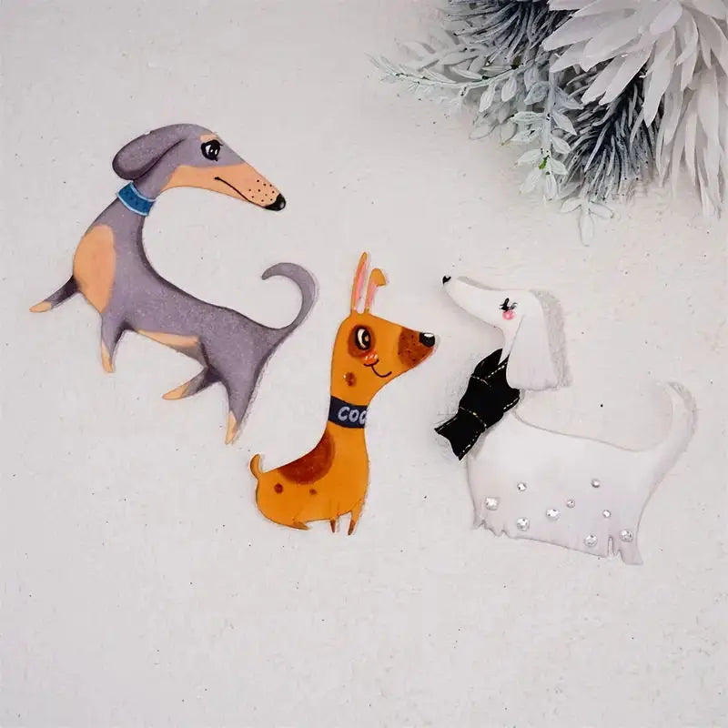 Three little dogs Metal Cutting Dies Scrapbooking Stencil Die Cuts Card Making DIY Decorative Craft Embossing Dies