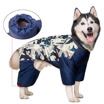 Winter Dog Clothes Super Warm Large Dogs Jacket Thicken Pet Cotton Coat Waterproof Dog Jumpsuits For French-Bulldog Overalls