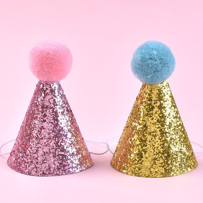 Cute Pet Birthday Caps With Bowknot Cat Dog Costume Sequin Headwear Cap Hat Christmas Party Pets Accessories Decoration