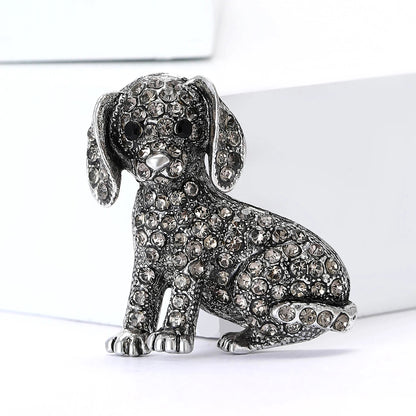 Enamel Puppy Brooches for Women Unisex Rhinestone Animal Pin Dog Lapel Pins Office Party Friend Luxury Gifts Jewelry Accessories