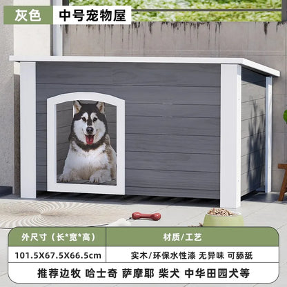 the GOOD DOG DOGHOUSE - Large Dog Kennel, Outdoor Semi-Enclosed Kennel, Winter Outdoor Doghouse, Rainproof and Cold-Proof Luxury Dog Villa