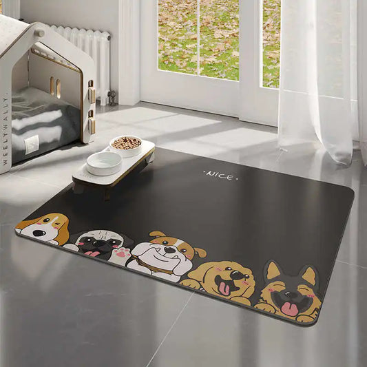VIKAMA Cute Dog Anti-Dirt Pet Mat-Waterproof, Oil-Resistant, Food-Safe, Quick-Drying, Scratch-Resistant, Easy To Clean