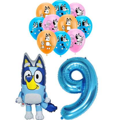 Cartoon Blue Dog Birthday Bluey Birthday Decoration Set Blueys Cups Banner Straws Bluey Balloons Set Kid Toy Gift Party Supplies