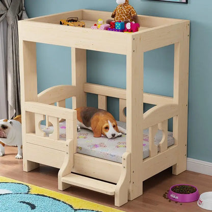 Kennel Solid Wood High and Low Bed Bunk Cat Nest Teddy Nest Dog Cot Cat Bed Dog Supplies Universal in All Seasons