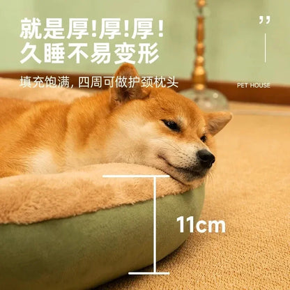 2023 Warm Soft Plush Pet Bed for Small Medium Large Dogs Round Cat Bed House Dogs Mat Dog Sleep Kennel Mat Cama Perro