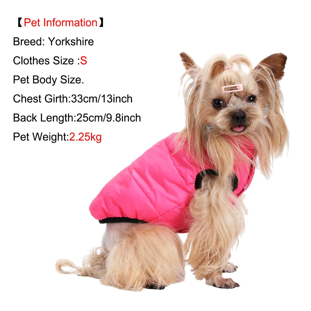 Reversible Winter Warm Dog Clothes Windproof Pet Vest Jacket For Small Medium Dogs Cats Chihuahua French Bulldog Yorkshire Coat