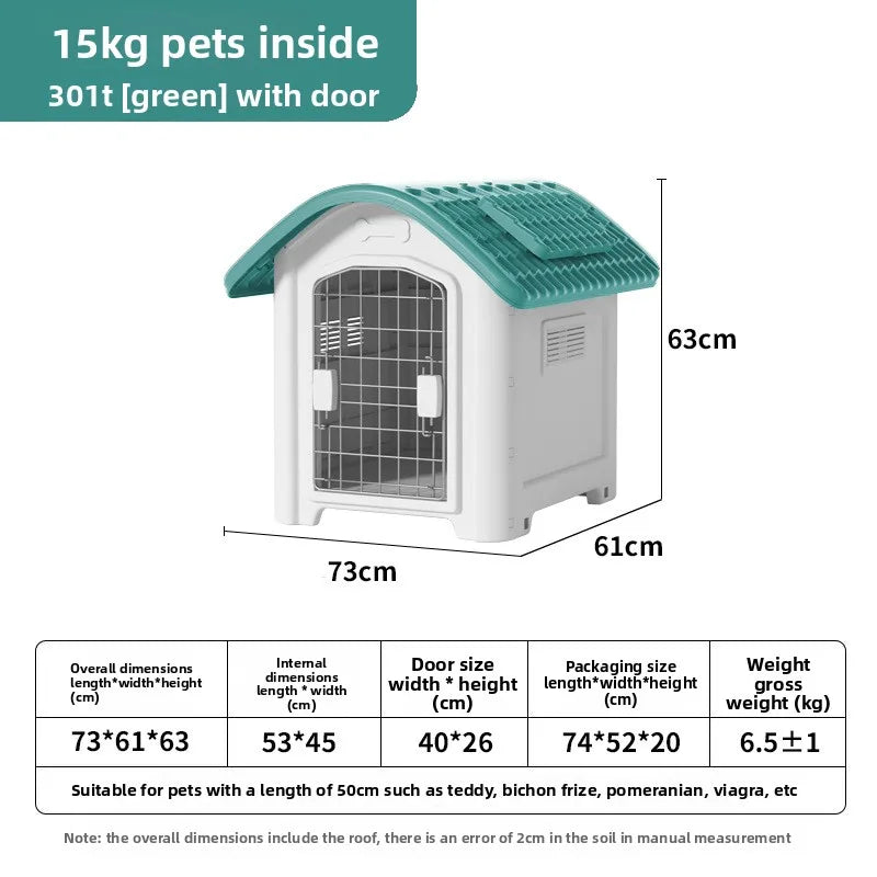 the IN THE DOGHOUSE - Large Waterproof Outdoor Doghouse - Detachable & Washable Dog Cage for Medium/Large Breeds, All-Weather Shelter