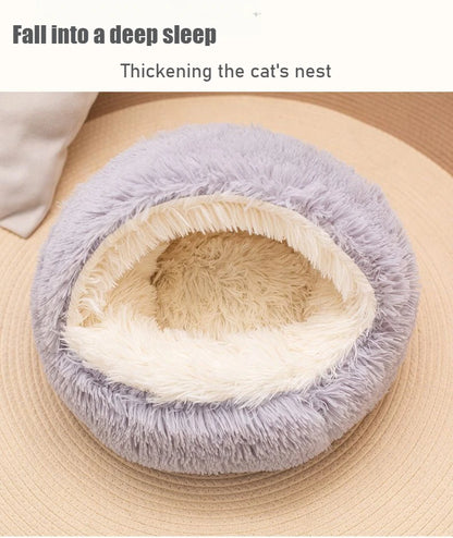 2 in 1 Soft Plush Pet Bed 50CM with Cover Round Cat Bed Pet Puppy Mattress Warm Cat Dog Sleeping Nest Cave for Small Dogs Mats