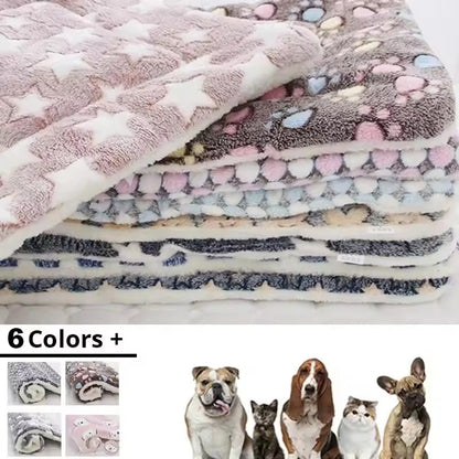 Pet Sleeping Mat Dog Bed Cat Bed Soft Hair Thickened Blanket Pad Fleece Home Washable Warm Bear Pattern Blanket Pet Supplies