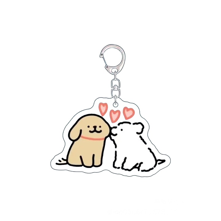 Cartoon Little White Dog Key Chain Cute Acrylic Maltese Dog Bag Pendant Micro Landscape Decoration Key Ring Jewelry Wholesale