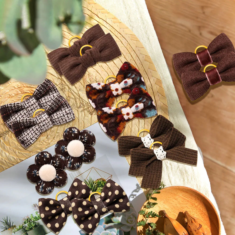 10PCS Dog Hair Bows Rubber Bands Pet Small Dog Cat Bowknot Cute Dogs Bows For Dogs Grooming Pet Accessories For Small Dogs