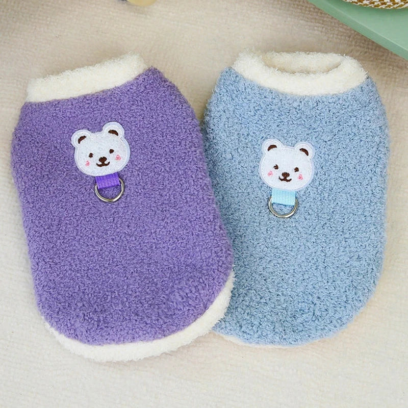 Winter Warm Dog Clothes with D-ring Plush Dog Coat for Small Medium Dogs Soft Puppy Clothes Chihuahua Yorkie Clothing Pet Supply