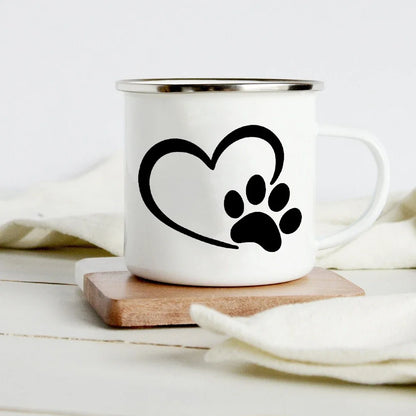 Peace Love Dogs Print Creative Enamel Coffee Mugs Cartoon Dachshunds Dog Paw Party Beer Juice Milk Cups Friend Birthday Gifts