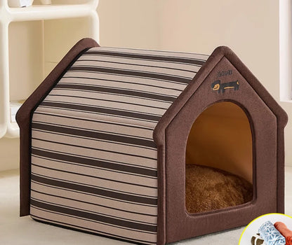 Plush dog bed pet warm house Soft and comfortable cat house foldable detachable washable puppy cave sofa  nest